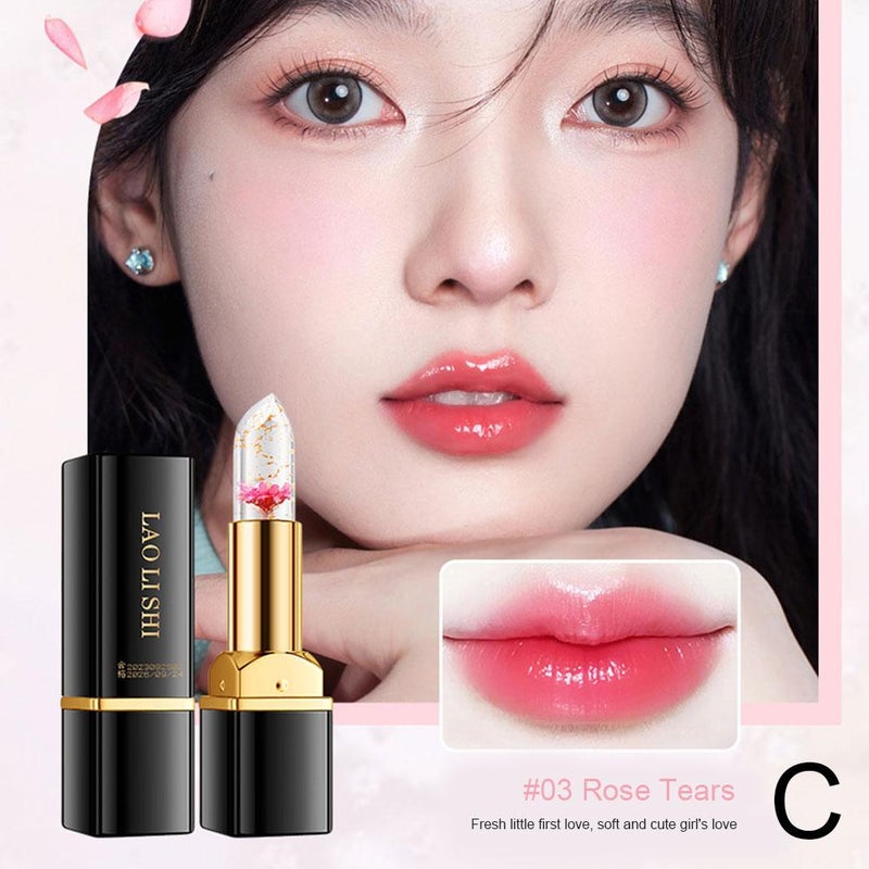Floral Jelly Color-Changing Lipstick, Moisturizing, Long-Lasting, Transfer-Free, Color-Changing Lip Balm